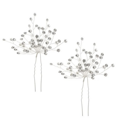 Floralbride Alloy Ασημί Χρώμα Clear Crystal Rhinestones Νυφική καρφίτσα μαλλιών Αυτοκόλλητο μαλλιών γάμου Γυναικείες παράνυμφοι Αξεσουάρ μαλλιών