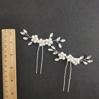 Floralbride Alloy Ασημί Χρώμα Clear Crystal Rhinestones Νυφική καρφίτσα μαλλιών Αυτοκόλλητο μαλλιών γάμου Γυναικείες παράνυμφοι Αξεσουάρ μαλλιών