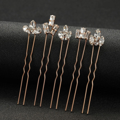 Floralbride Alloy Ασημί Χρώμα Clear Crystal Rhinestones Νυφική καρφίτσα μαλλιών Αυτοκόλλητο μαλλιών γάμου Γυναικείες παράνυμφοι Αξεσουάρ μαλλιών