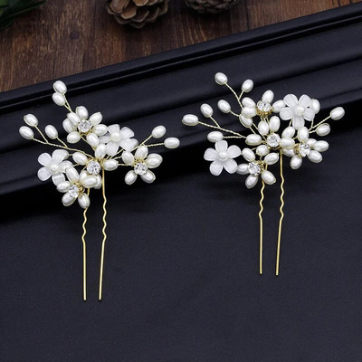 Floralbride Alloy Ασημί Χρώμα Clear Crystal Rhinestones Νυφική καρφίτσα μαλλιών Αυτοκόλλητο μαλλιών γάμου Γυναικείες παράνυμφοι Αξεσουάρ μαλλιών