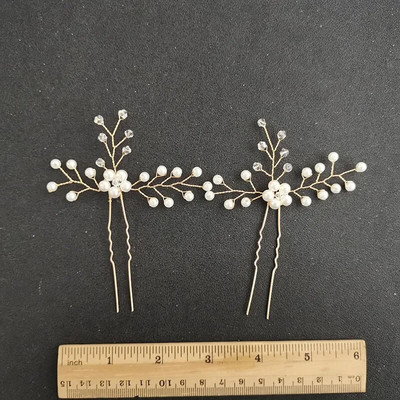 Floralbride Alloy Ασημί Χρώμα Clear Crystal Rhinestones Νυφική καρφίτσα μαλλιών Αυτοκόλλητο μαλλιών γάμου Γυναικείες παράνυμφοι Αξεσουάρ μαλλιών