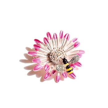 Ρομαντικό σκούρο ροζ ηλίανθο με καρφίτσες μέλισσας Καρφίτσες Γυναικείες κορίτσια Μαργαρίτα Sun Flower Καρφίτσες εντόμων Αξεσουάρ για ρούχα
