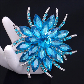 Απομίμηση Gemstone Crystal Flowers Καρφίτσες Καρφίτσες Vintage Μεγάλες Νυφικές Καρφίτσες Μπουκέτο για Γυναικεία Αξεσουάρ Φόρεμα