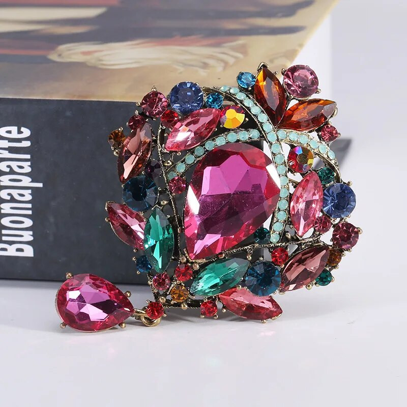 Suur värviline kristallist veetilgast pross naistele, ripats, stiil, elegantne pulmapidu, iga päev ehted, rõivad, mütsid, aksessuaarid