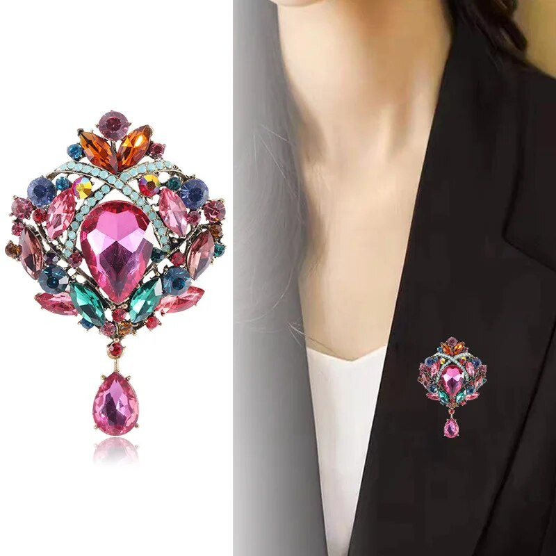 Suur värviline kristallist veetilgast pross naistele, ripats, stiil, elegantne pulmapidu, iga päev ehted, rõivad, mütsid, aksessuaarid