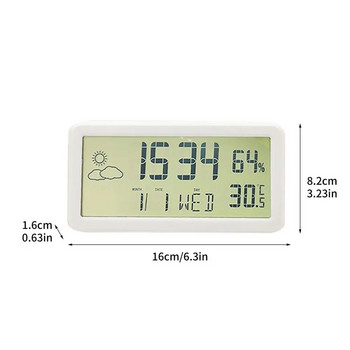 Цифров будилник за пътуване Цифров будилник с календар, температура и таймер LCD часовник Дисплей с големи числа Батерия Опер.