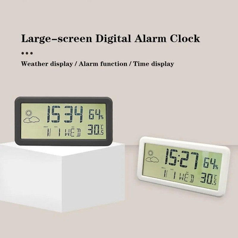 Digitalni putni budilnik Digitalni budilnik s kalendarom, temperaturom i mjeračem vremena LCD sat Zaslon s velikim brojevima Baterija Rad