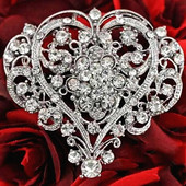 Γυναικεία κλασική κομψή μεγάλη αγάπη στρας ένθετη καρφίτσα σε σχήμα καρδιάς νυφικά κοσμήματα καρφίτσα καρφίτσα Αξεσουάρ γυναίκας