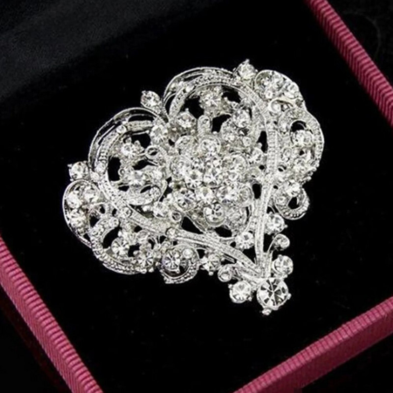 Γυναικεία κλασική κομψή μεγάλη αγάπη στρας ένθετη καρφίτσα σε σχήμα καρδιάς νυφικά κοσμήματα καρφίτσα καρφίτσα Αξεσουάρ γυναίκας