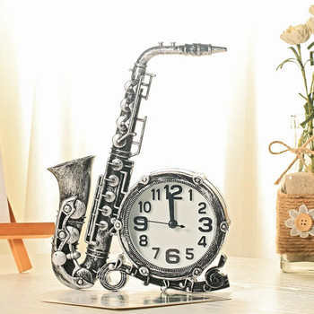 Винтидж будилник Саксофон с форма на будилник Настолен часовник Настолен часовник Подаръци за домашен декор, Без,