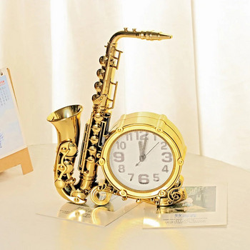 Винтидж будилник Саксофон с форма на будилник Настолен часовник Настолен часовник Подаръци за домашен декор, Без,