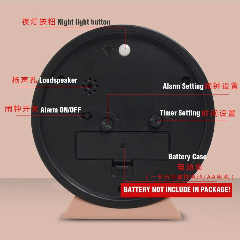Stolni budilnik Noćni sat Kvarcni sat klasičnog stila Okrugli oblik Metalna šarena školjka Tiho taktiranje Sweep Second