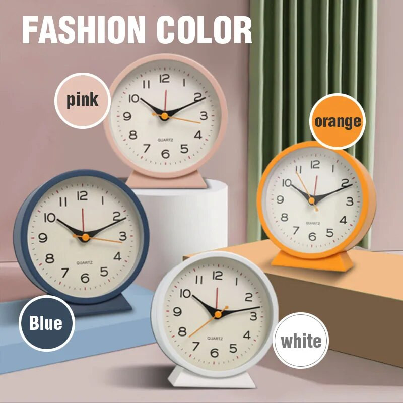 Stolni budilnik Noćni sat Kvarcni sat klasičnog stila Okrugli oblik Metalna šarena školjka Tiho taktiranje Sweep Second