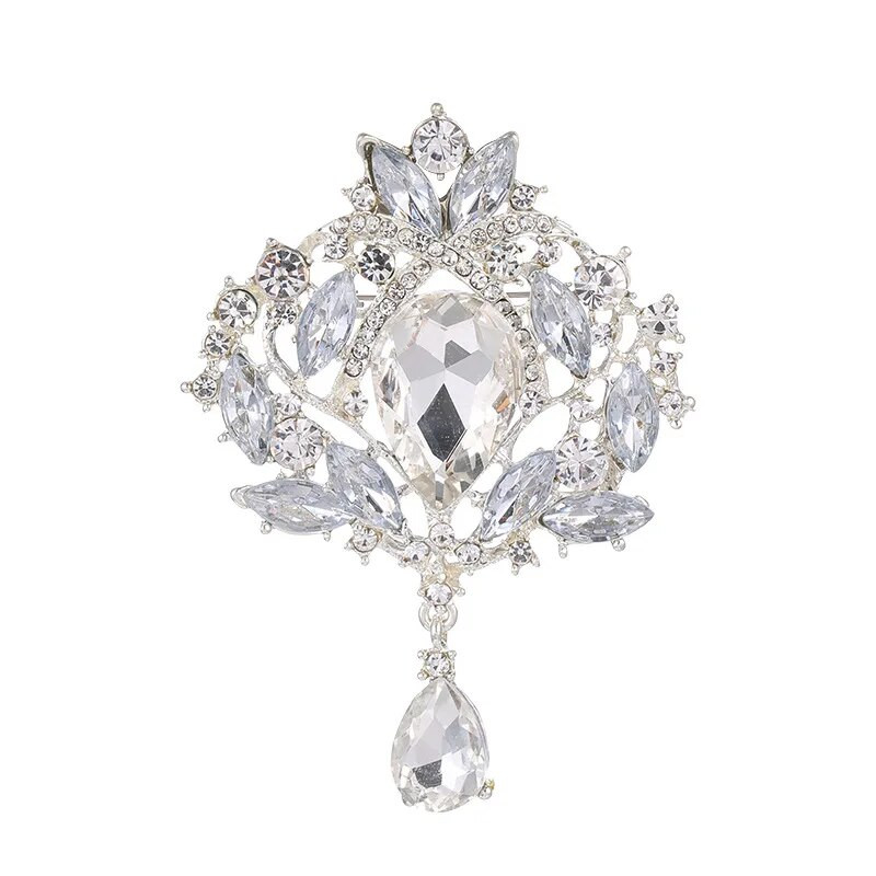 Preuveličajte velike kristalne suze broševe igle zlatno srebrne boje cirkonski cvijet vjenčani broševi za žene vjenčani buketi nakit