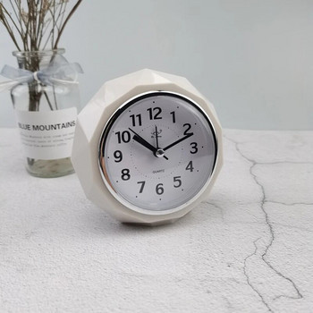 Кръгъл будилник Електронен часовник с форма на диамант Малък заглушен часовник с нощна стрелка Двойна камбана Безшумен часовник за бюро Декорация на маса