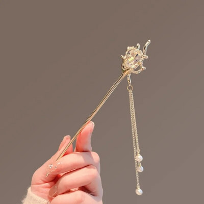 Uus Hiina antiikstiilis tippklassi puidust juuksenõel lokkis juustega, lihtne ja kaasaegne naiste puidust juuksenõel