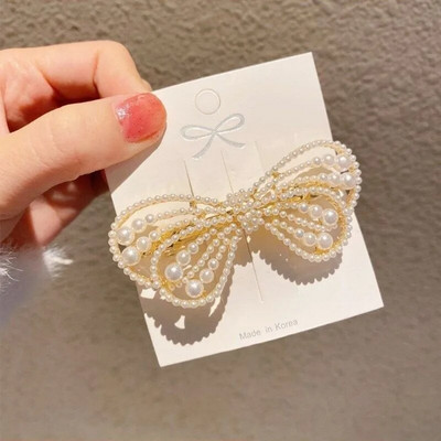 Novo elegantno pokrivalo za glavu s leptir kravatom u stilu vodenog dijamanta od bisera i morskog psa sa kopčom za kosu na stražnjoj strani