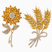 Luksuslik kuupmeetrist tsirkoonist nisukõrva pross kaelarihma nööpnõelad naistele nööpnõelad riided pannal päevalill naiste prossid ehted korsaan