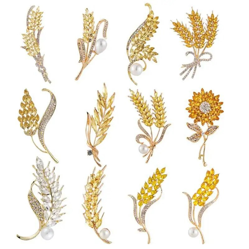 Luksuslik kuupmeetrist tsirkoonist nisukõrva pross kaelarihma nööpnõelad naistele nööpnõelad riided pannal päevalill naiste prossid ehted korsaan