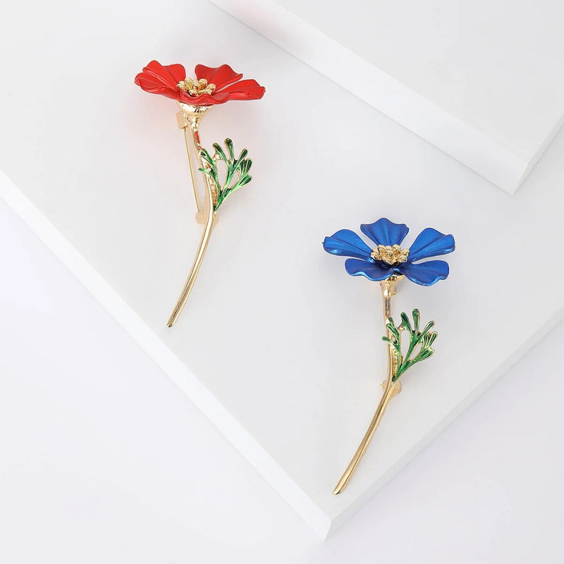 Dmari naiste pross emailiga nööpnõel 2-värviline terasest lilled prossid Luksuslikud ehted aksessuaarid kontoris peorõivastele