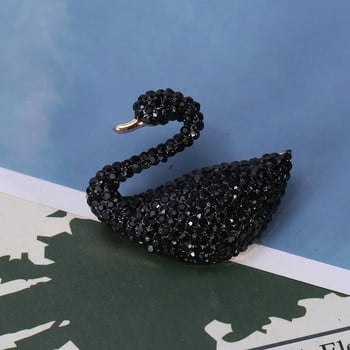 Красива брошка с кристали Черен лебед, унисекс, женска лебедова игла за парти, подарък