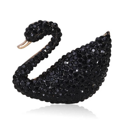 Krāšņa Black Swan Rhinestone piespraude unisex sieviešu gulbju ballītes dāvanu piespraudīte