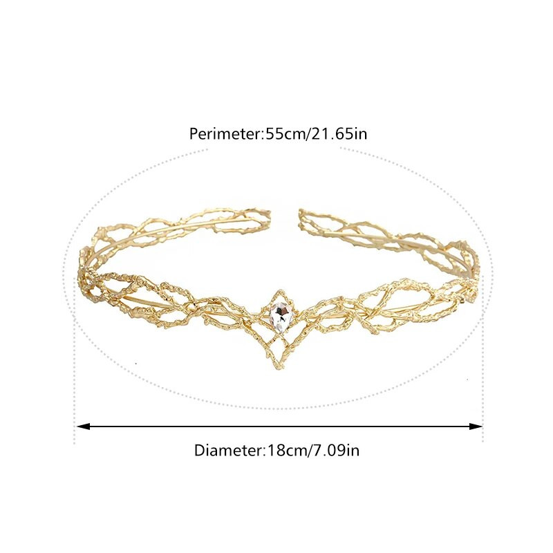 Ταινία King Round Elves Crown Tiara Γυναικείες σταγόνες Ζιργκόν Headband Αξεσουάρ για νυφικά μαλλιά Δώρα Κοσμήματα Γάμου