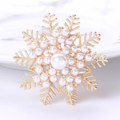 Dmari Γυναικεία καρφίτσα Πανέμορφη καρφίτσα πέτο Vintage στεφάνι Μεγάλο μαργαριτάρι πεσμένα φύλλα σήμα Αξεσουάρ για ρούχα Πολυτελή κοσμήματα