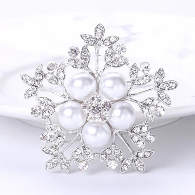 Dmari Γυναικεία καρφίτσα Πανέμορφη καρφίτσα πέτο Vintage στεφάνι Μεγάλο μαργαριτάρι πεσμένα φύλλα σήμα Αξεσουάρ για ρούχα Πολυτελή κοσμήματα