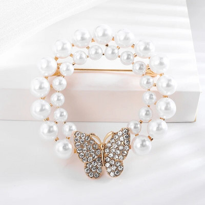 Dmari Γυναικεία καρφίτσα Πανέμορφη καρφίτσα πέτο Vintage στεφάνι Μεγάλο μαργαριτάρι πεσμένα φύλλα σήμα Αξεσουάρ για ρούχα Πολυτελή κοσμήματα