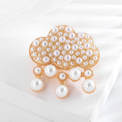 Dmari Γυναικεία καρφίτσα Πανέμορφη καρφίτσα πέτο Vintage στεφάνι Μεγάλο μαργαριτάρι πεσμένα φύλλα σήμα Αξεσουάρ για ρούχα Πολυτελή κοσμήματα