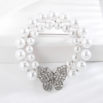 Dmari Γυναικεία καρφίτσα Πανέμορφη καρφίτσα πέτο Vintage στεφάνι Μεγάλο μαργαριτάρι πεσμένα φύλλα σήμα Αξεσουάρ για ρούχα Πολυτελή κοσμήματα