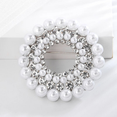 Dmari Γυναικεία καρφίτσα Πανέμορφη καρφίτσα πέτο Vintage στεφάνι Μεγάλο μαργαριτάρι πεσμένα φύλλα σήμα Αξεσουάρ για ρούχα Πολυτελή κοσμήματα