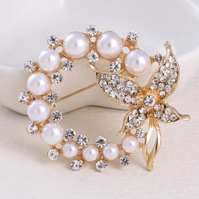 Dmari Γυναικεία καρφίτσα Πανέμορφη καρφίτσα πέτο Vintage στεφάνι Μεγάλο μαργαριτάρι πεσμένα φύλλα σήμα Αξεσουάρ για ρούχα Πολυτελή κοσμήματα