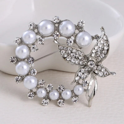 Dmari Γυναικεία καρφίτσα Πανέμορφη καρφίτσα πέτο Vintage στεφάνι Μεγάλο μαργαριτάρι πεσμένα φύλλα σήμα Αξεσουάρ για ρούχα Πολυτελή κοσμήματα