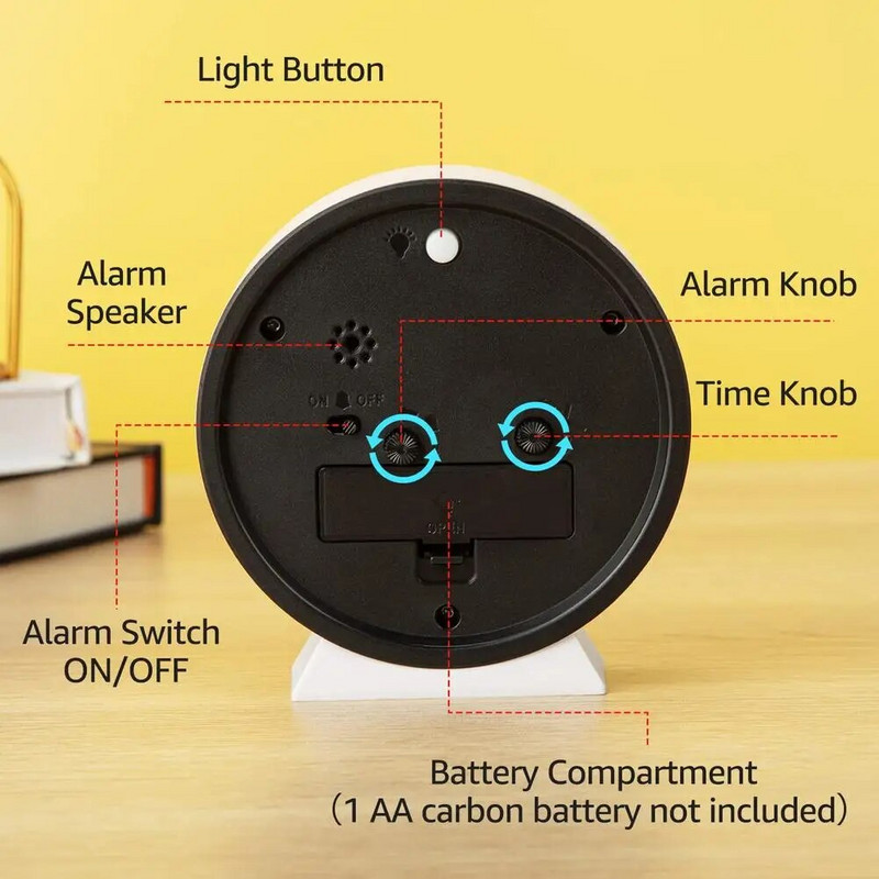 4,5-tolline analoogne äratuskell vaikne vanaaegne mittetiksuv äratuskell magamistuppa akutoitega väike öövalgusega lauakell