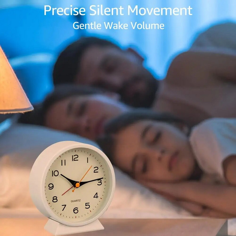 4,5-tolline analoogne äratuskell vaikne vanaaegne mittetiksuv äratuskell magamistuppa akutoitega väike öövalgusega lauakell