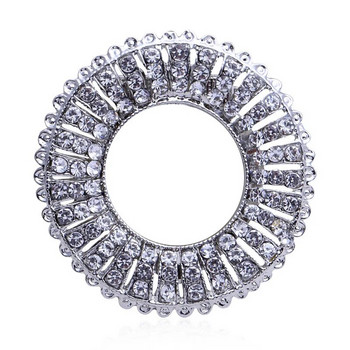 Модна брошка с метални кристали с голям кръг Дамска популярна преувеличена значка Пуловер Корсаж Аксесоари за парти