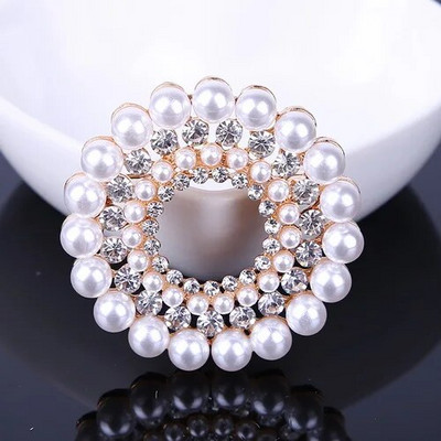 Rhinestone kristalno srebrne boje cvjetni broševi za žene muškarce vjenčanje svadba okrugli buket broš igla prozirna