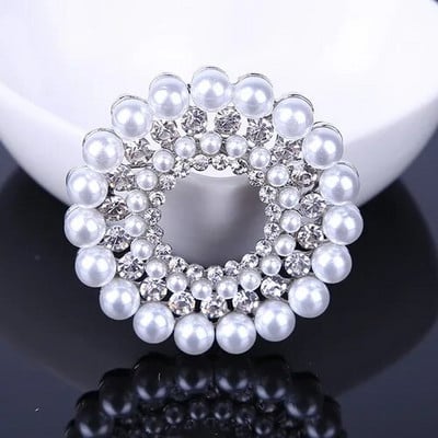 Rhinestone kristalno srebrne boje cvjetni broševi za žene muškarce vjenčanje svadba okrugli buket broš igla prozirna