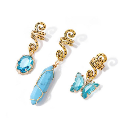 Mood Stone Dangle rastapatsid Aksessuaarid Kristallkivist Liblikad Juuste Ehted Naistele Värvilised peakatted Põimitud juuksed dets.