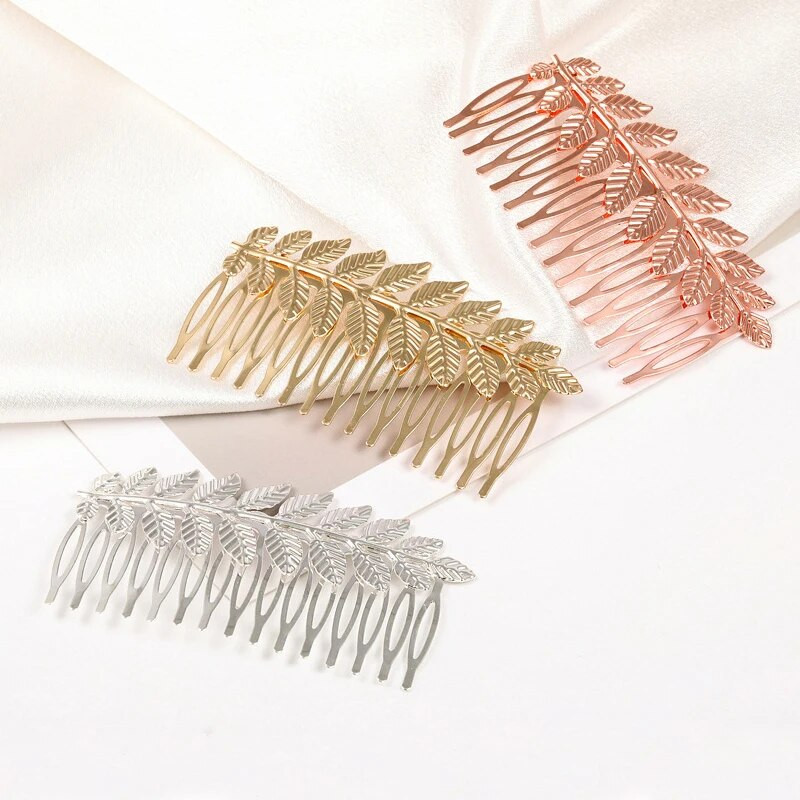Naiste pulmajuuksekammid metallist puulehtedest juuste aksessuaarid pruudi lillepeakate pruudi juuksekaunistused ehted hõbedast värvi