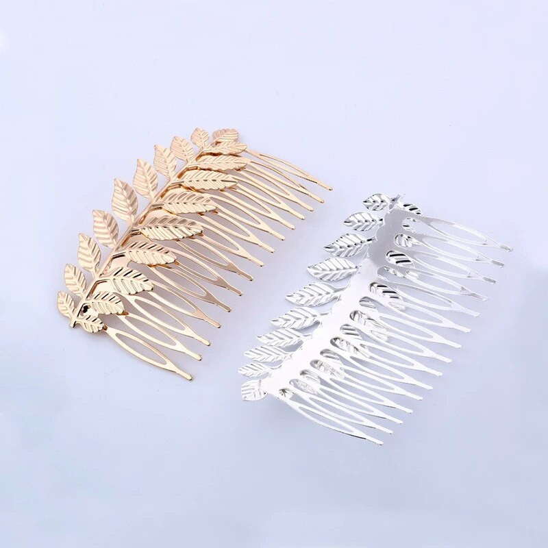 Naiste pulmajuuksekammid metallist puulehtedest juuste aksessuaarid pruudi lillepeakate pruudi juuksekaunistused ehted hõbedast värvi