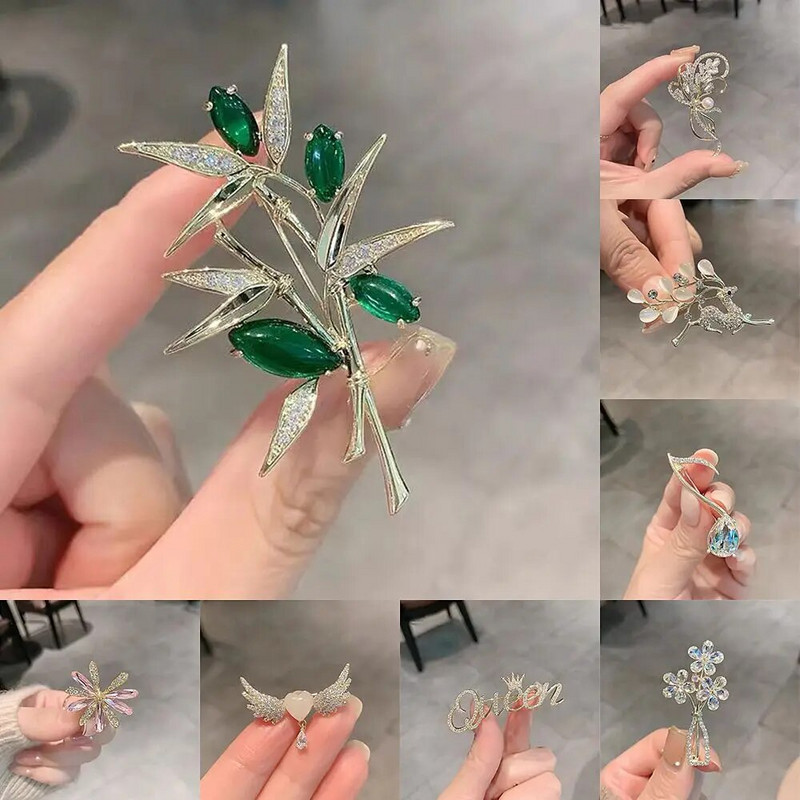 1 ΤΕΜ Καρφίτσες με λουλούδια στρας Vintage πουλόβερ καρφίτσες κοσμήματα Δώρα για γυναίκες Μόδα κοσμήματα