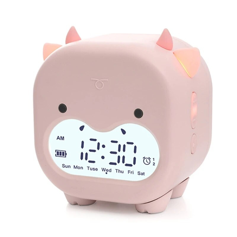 Retro lauaarvuti LED multifilm äratuskell elektrooniline juhtimine lehma kuju Põhjamaade stiilis helendav digitaalne toitega kella toitega hulgimüük