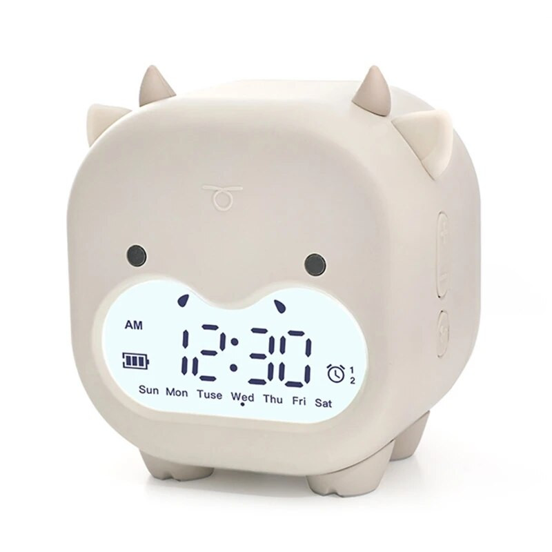 Retro lauaarvuti LED multifilm äratuskell elektrooniline juhtimine lehma kuju Põhjamaade stiilis helendav digitaalne toitega kella toitega hulgimüük