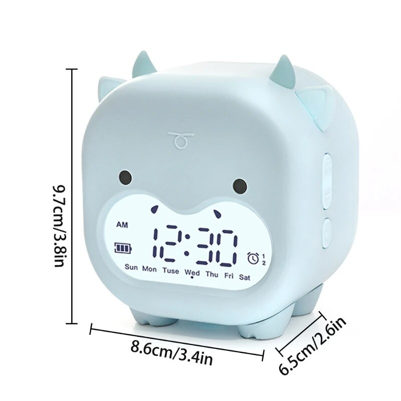 Retro lauaarvuti LED multifilm äratuskell elektrooniline juhtimine lehma kuju Põhjamaade stiilis helendav digitaalne toitega kella toitega hulgimüük