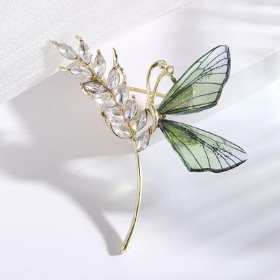 Dmari naiste pross kuningsinised nööpnõelad Armsad haldjas putukad kristallist tiibadega revääritiibadega peoaksessuaarid Luksuslikud riideehted