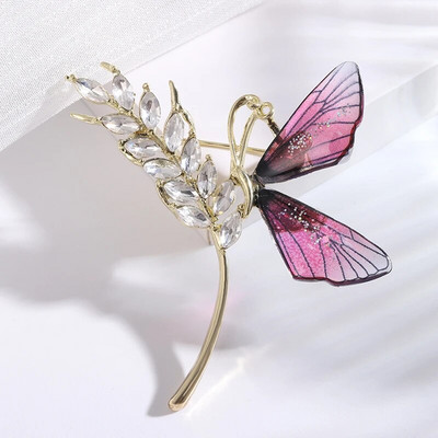 Dmari naiste pross kuningsinised nööpnõelad Armsad haldjas putukad kristallist tiibadega revääritiibadega peoaksessuaarid Luksuslikud riideehted