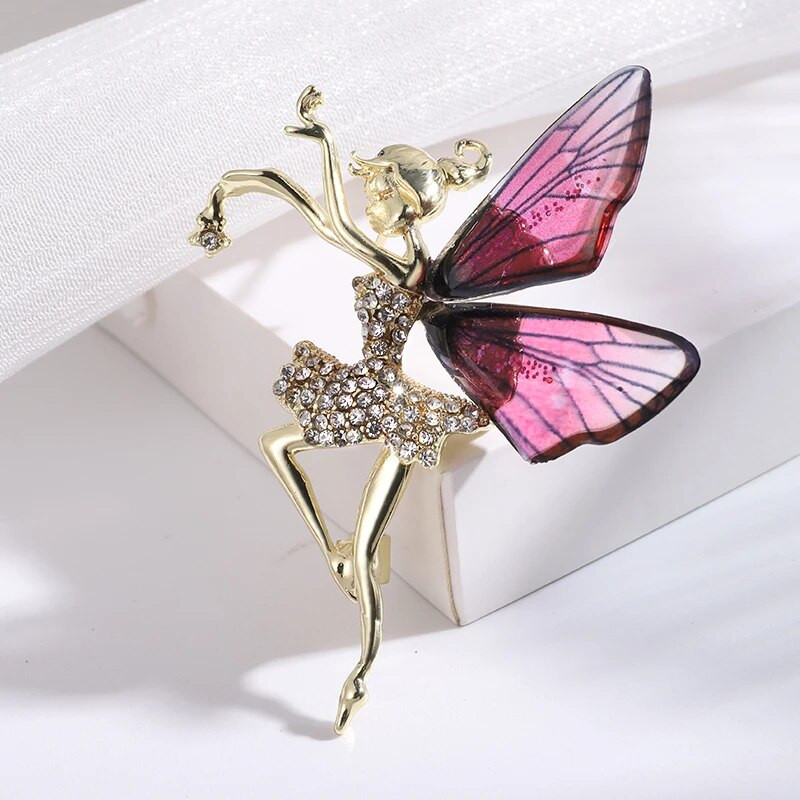 Dmari naiste pross kuningsinised nööpnõelad Armsad haldjas putukad kristallist tiibadega revääritiibadega peoaksessuaarid Luksuslikud riideehted